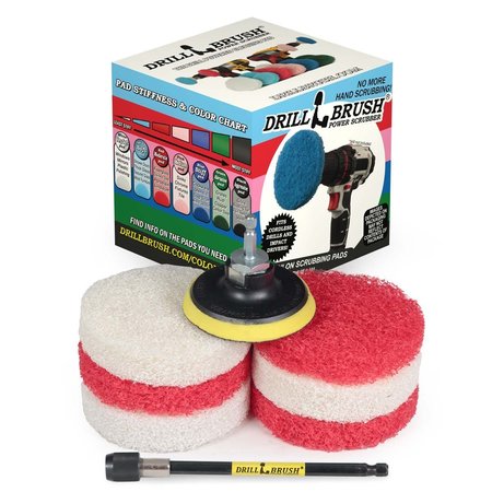 DRILLBRUSH Drill Brush - Drill Attachment - Bathroom - Power Scrubber Pads P4-3WR-3V-5X-QC-DB